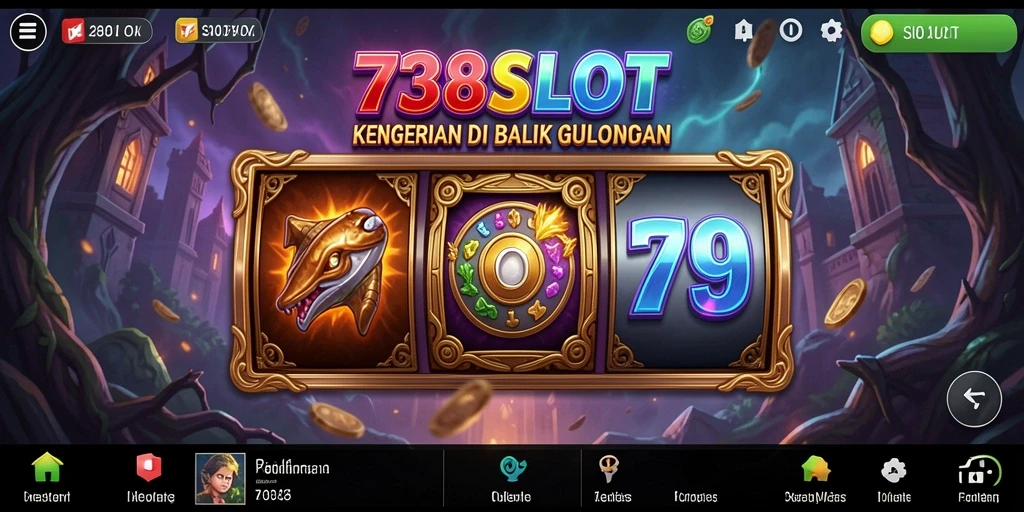 Screenshot gameplay 738SLOT menampilkan suasana menyeramkan dan mencekam.