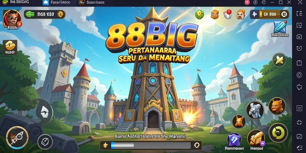 Tampilan gameplay menara pertahanan di 88BIG yang menarik.