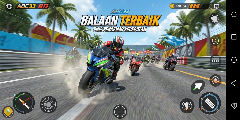 Gameplay mendebarkan dalam balapan motor dengan efek visual menarik.