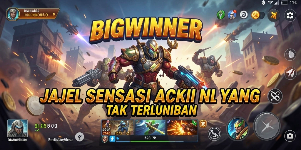 Screenshot gameplay BIGWINNER yang menggambarkan aksi seru dan karakter dinamis.
