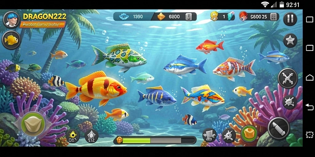 Screenshot game DRAGON222 menampilkan aksi seru dalam berburu ikan.