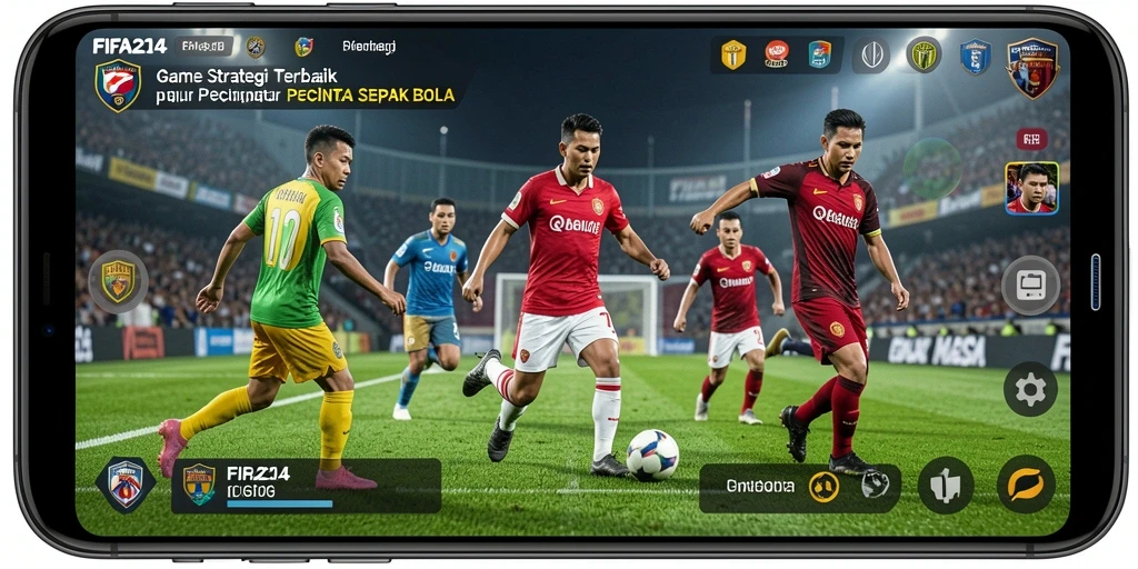 Screenshot gameplay FIFA234 menampilkan aksi seru di lapangan sepak bola.