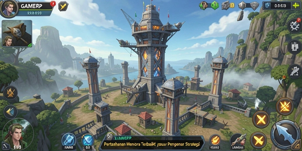 Tampilan gameplay seru di GAMERP dengan strategi menara.