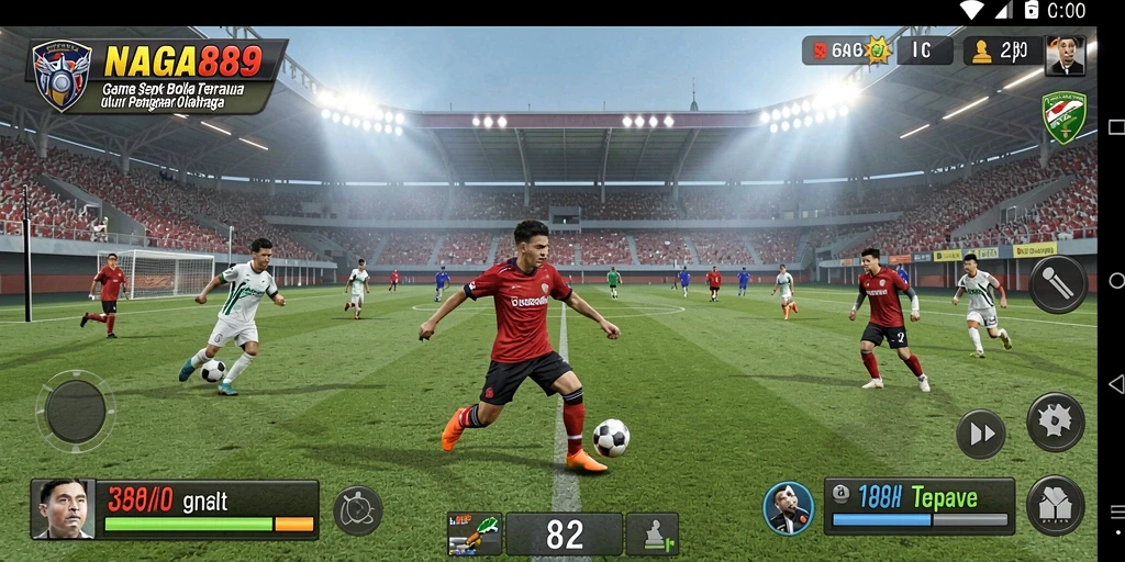 Tampilan gameplay NAGA889 dengan aksi seru sepak bola.