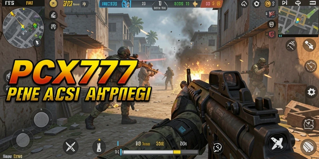 Screenshot PCX777 menampilkan aksi menegangkan dalam permainan FPS.