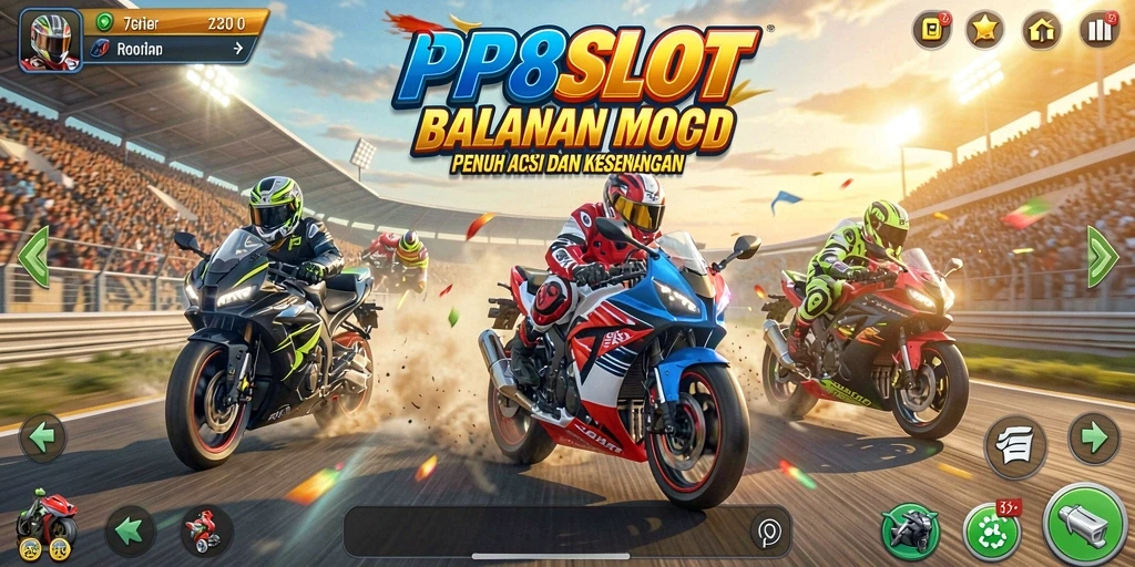 Gameplay seru PP8SLOT dengan balapan motor yang penuh aksi.
