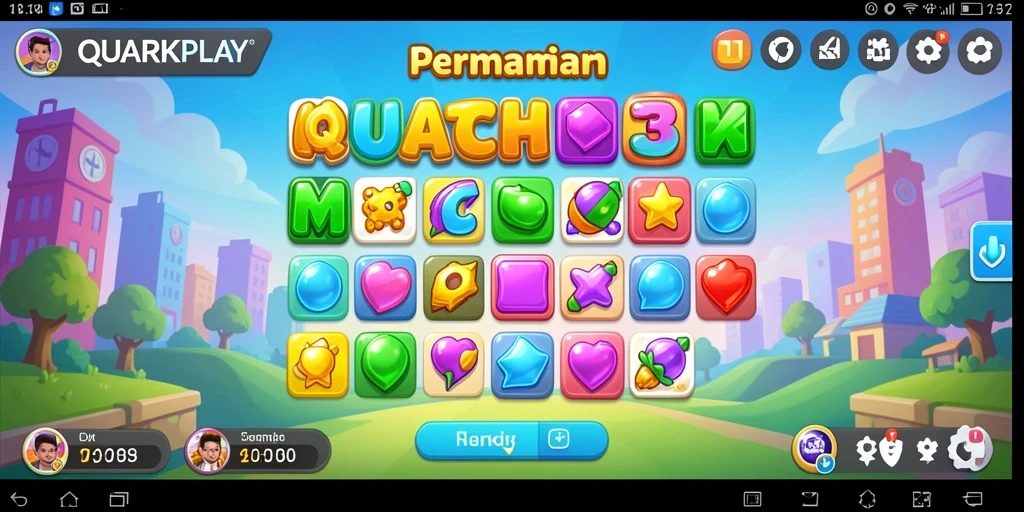 Tampilan gameplay yang menarik di QUARKPLAY dengan permata warna-warni.