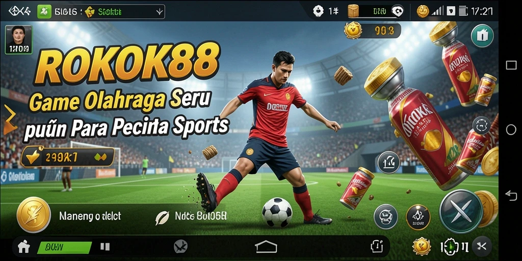 Screenshot utama ROKOK88 menampilkan aksi seru dalam game olahraga.