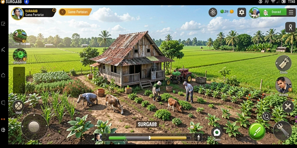 Tangkapan layar gameplay <strong>SURGA88</strong> yang menunjukkan pengalaman pertanian yang seru.