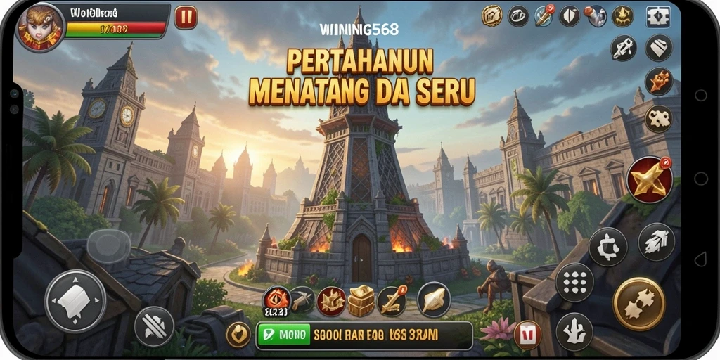 Tampilan menarik gameplay WINNING568 di level Tower Defense.